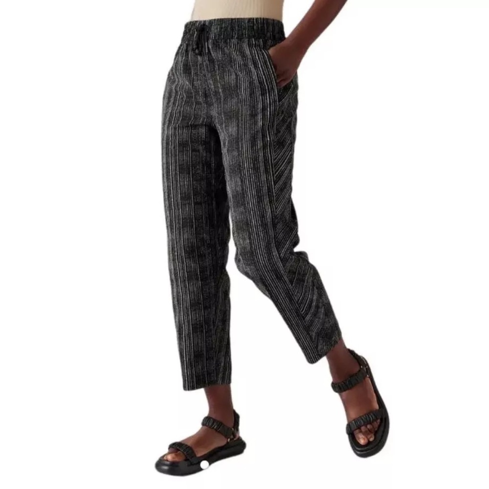 Athleta Arrival Pant Amara Stripe Black Crop Straight